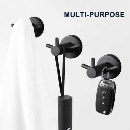 Pack of 2 SUS304 Stainless Steel Matte Black Wall Mounted Towel Hooks for Bathroom Shower Kitchen Cabinet Closet Door