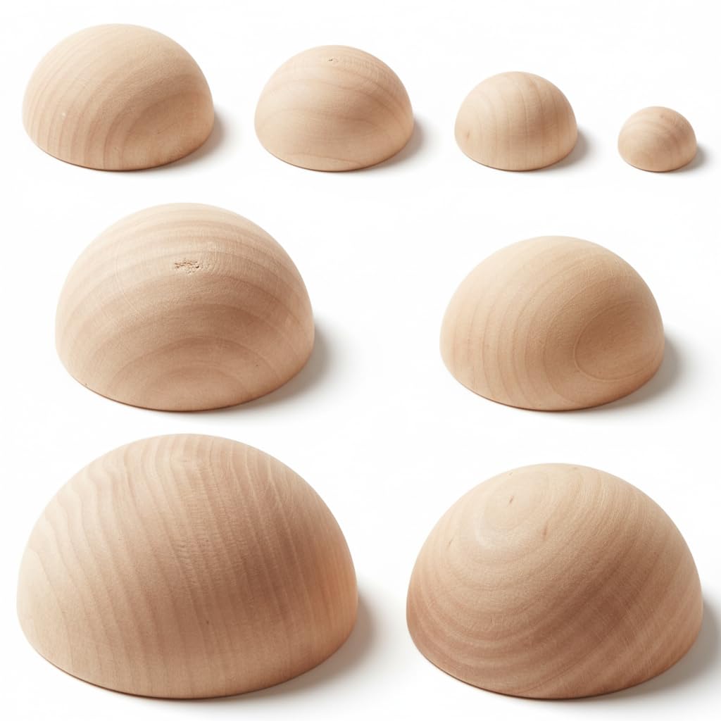 ZENFUN 8 Pcs 8 Sizes Half Round Pottery Tools Set, Wooden Ceramic Top Tool Clay Tools for Making Pottery Bowls and Plates, Wooden Split Balls Half-Round for DIY Crafts