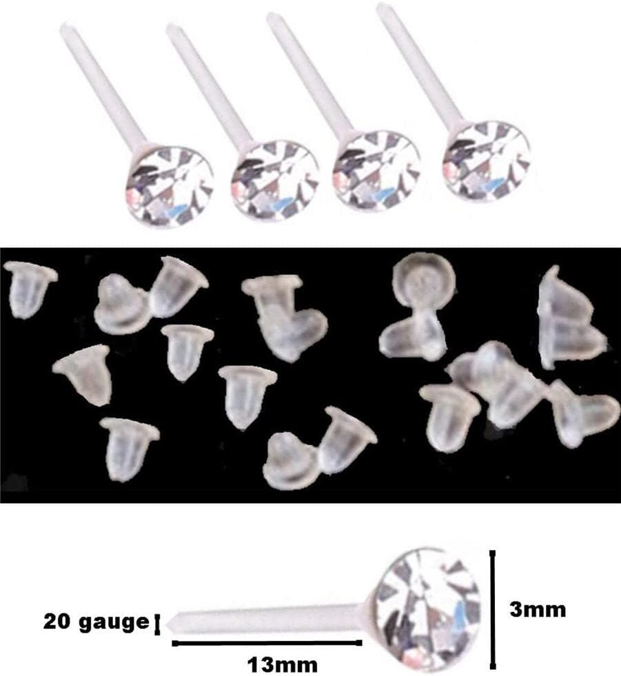 Set of 36 or 72 1/8 Crystal Stud Hypoallergenic Earrings; 18 or 36 Pairs on Plastic Posts