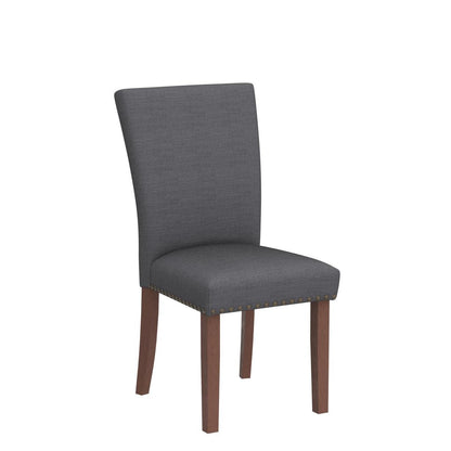 COLAMY Upholstered Parsons Dining Chairs Set of 6, Fabric Dining Room Kitchen Side Chair with Nailhead Trim and Wood Legs - Dark Grey