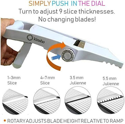 Mandolin Slicer Adjustable Mandoline - Best Hand-Held Cutter for Vegetable Potato Zucchini Food - 9-in-1 Japanese