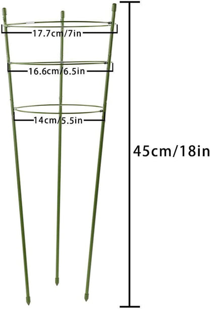 Orgrimmar 17.7" Balcony(Pack 2) Vine Trellis Support Flowers Plants Cage Triple Plastic Pillar with Iron Rings Vine