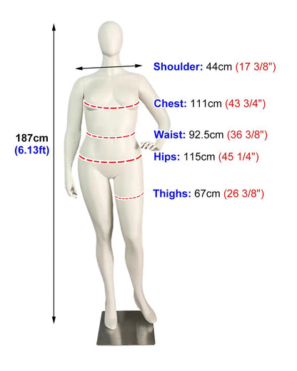 Plus Size Female Mannequin Dress Form ,Full Body Standing Dummy ,with Metal Base ,for Clothing Display, Tailoring, and Sales (Style1 )