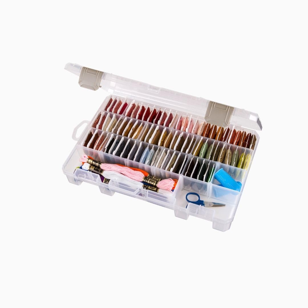 ArtBin 4006AB Medium Solutions Box with Dividers, Art & Craft Organizer, [1] Plastic Storage Case, Clear