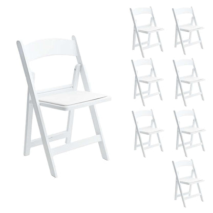 Zedfire Set of 8, White Resin Folding Chairs with Vinyl Seat, Commercial Event Chairs, Foldable Chair for for Party, Wedding, Picnic, Indoor/Outdoor use