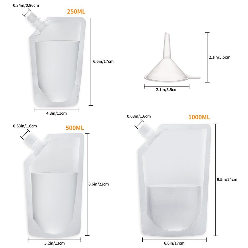 OHJJCCHO Plastic Flasks, Reusable Juice Bags, Leak-Proof, BPA-Free for Travel, Outdoor Sports, Concerts, Events(8OZx6-16OZx6-32OZx4)