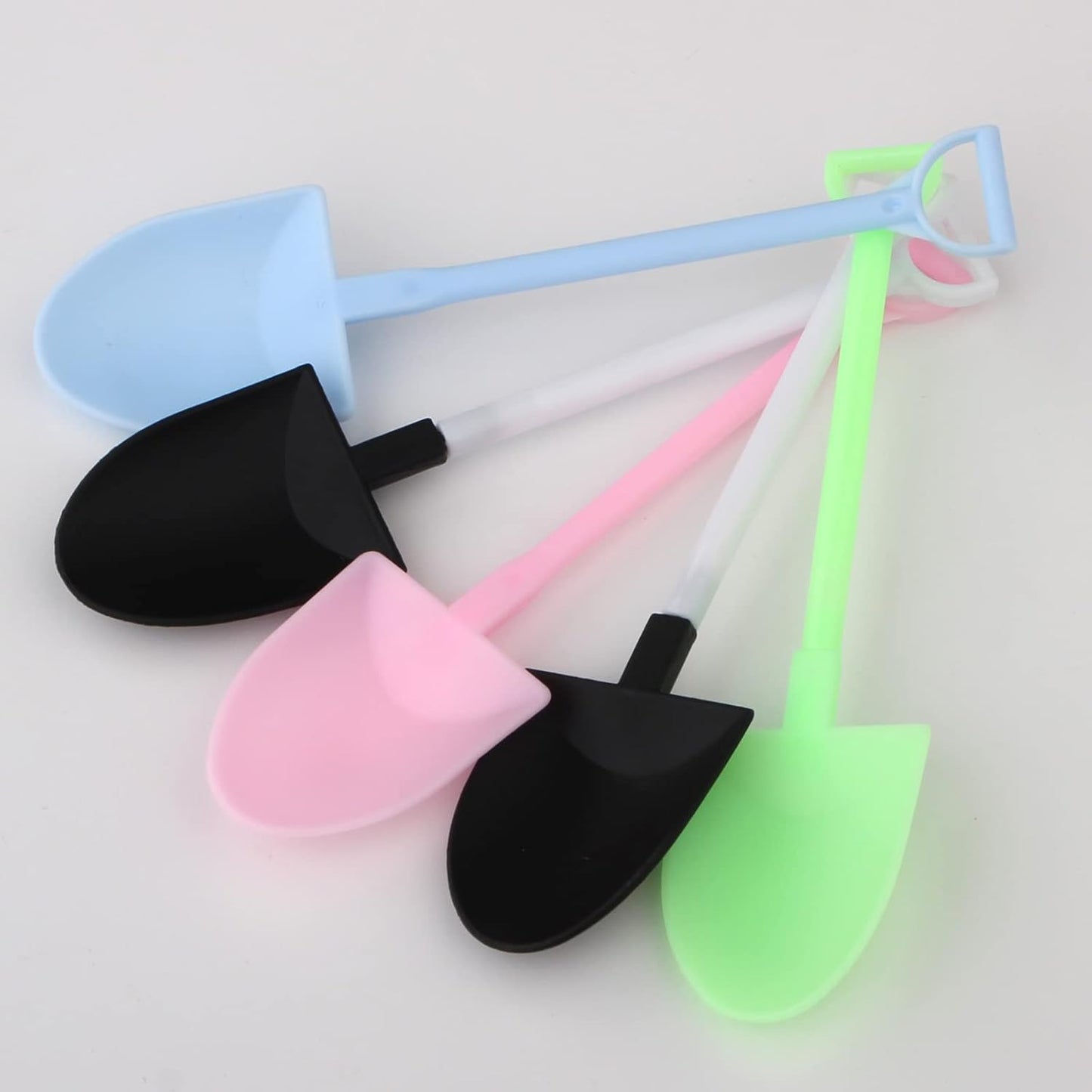 Colorful Novelty Disposable Plastic Shovel Shape Dessert Spoon, Set of 100