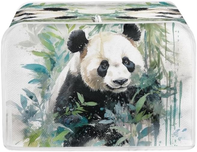 Toaster Cover for 4 Slice, Watercolor Panda Bamboo Dustproof Bakeware Protector, Small Kitchen Appliance Covers