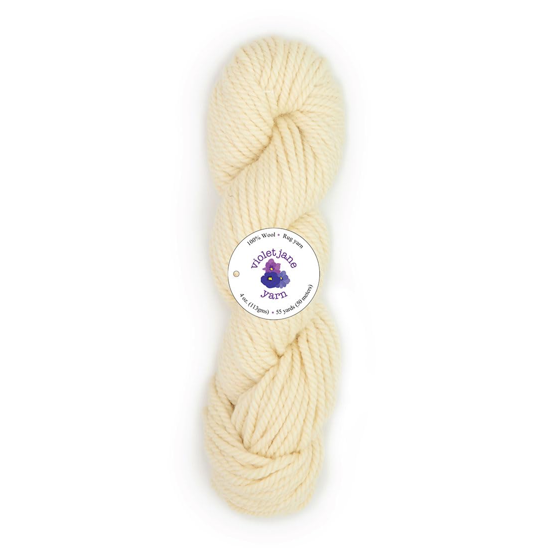 The Oxford Company Violet Jane 100% Wool, 3-Ply Solid Rug Yarn | 4-Ounce Skein (Natural undyed)