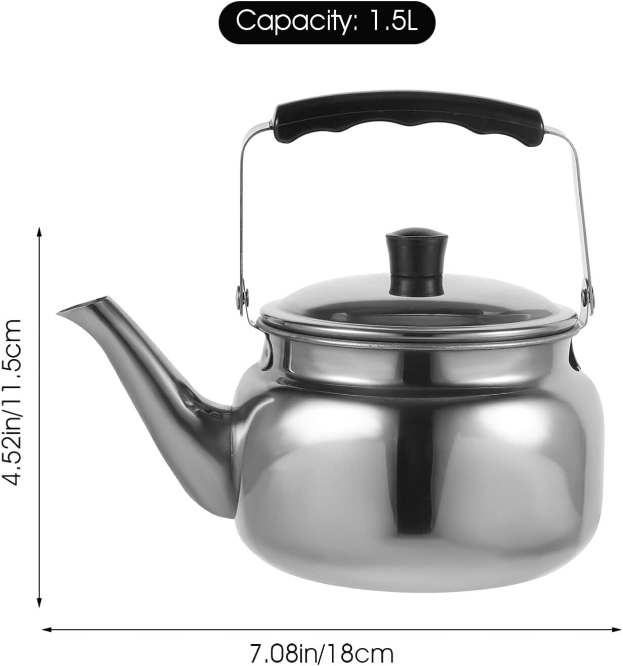 Lurrose 1.5QT Whistling Tea Kettle, Stainless Steel Teakettle with Cool Grip Handle for Stovetop
