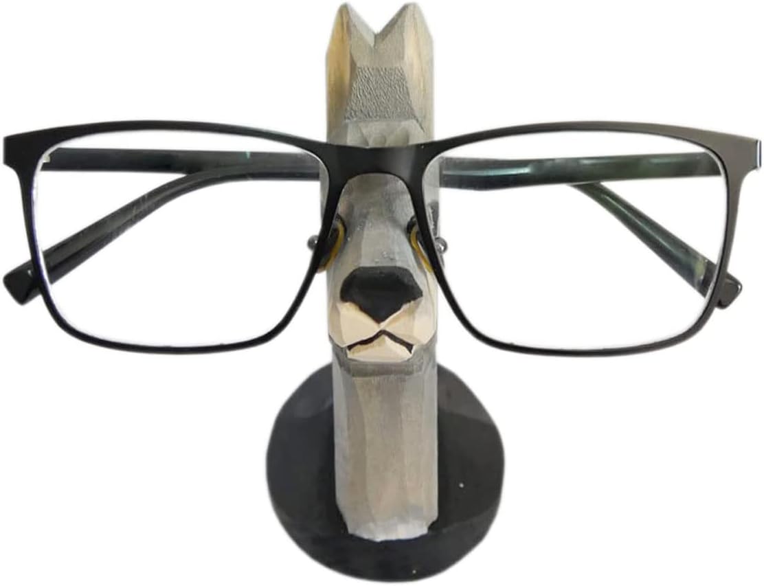 Red Dollar Handmade Wood Carved Animal Eyeglass Holder, Cute Sunglasses Display Stand for Home Office Desk Decor