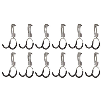 Rubbermaid Universal Powder Coaded Metallic Fasttrack Hanging Garage Hook Organizers for Ladder, Tool, and Bike Storage (12 Pack)