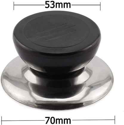 2-Pack Universal Pot Lid Knob Handle, Stainless Steel Base Circular 5.3x7cm Dia - Kitchen Cookware Replacement