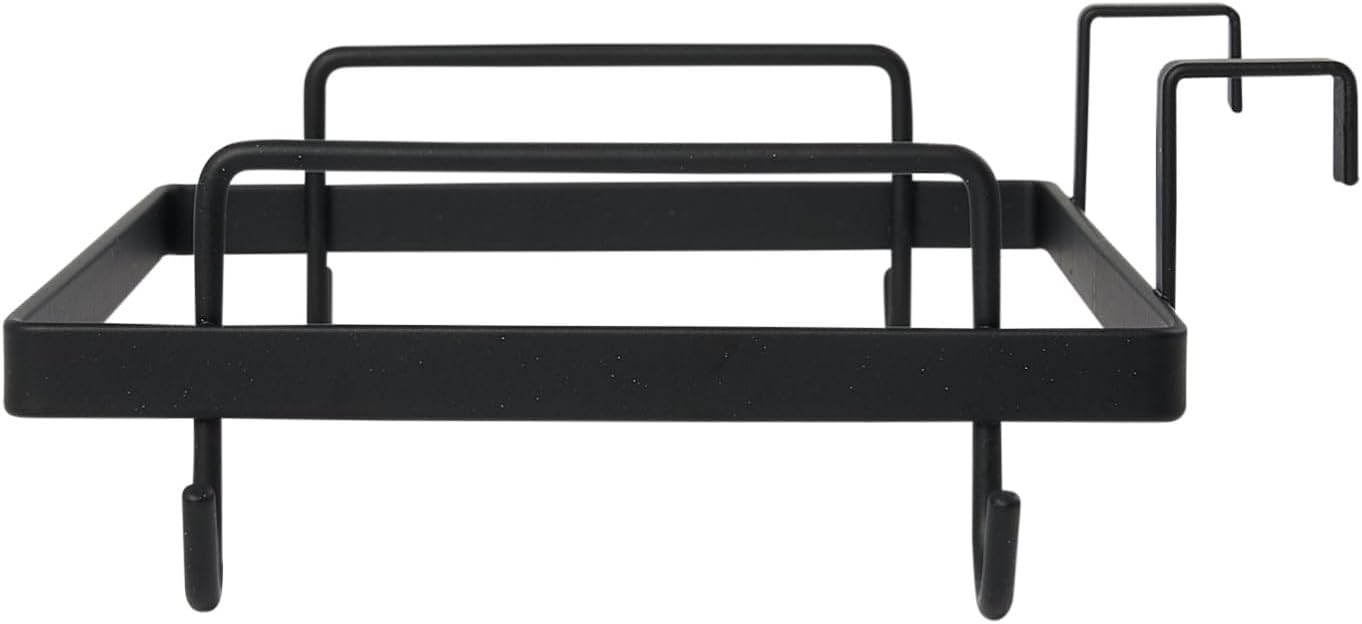Sleek Black Metal Over-the-Door Trash Bag Holder for Home Organization