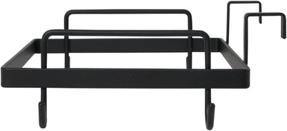 Sleek Black Metal Over-the-Door Trash Bag Holder for Home Organization