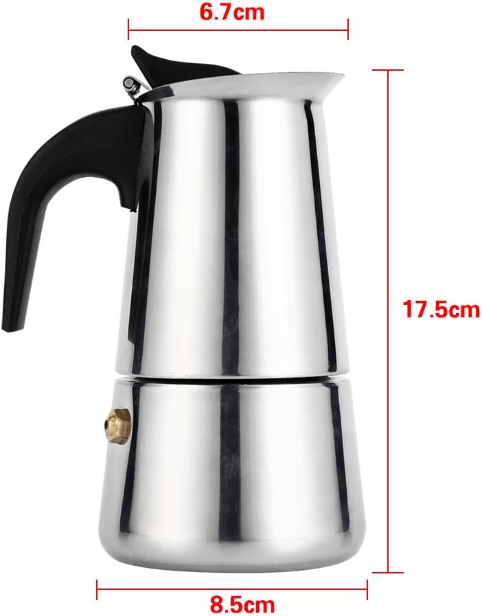 Yosoo Coffee Maker, Stainless Steel Percolator Stovetop Latte Maker, Easy Clean (200ML 4 Cup)