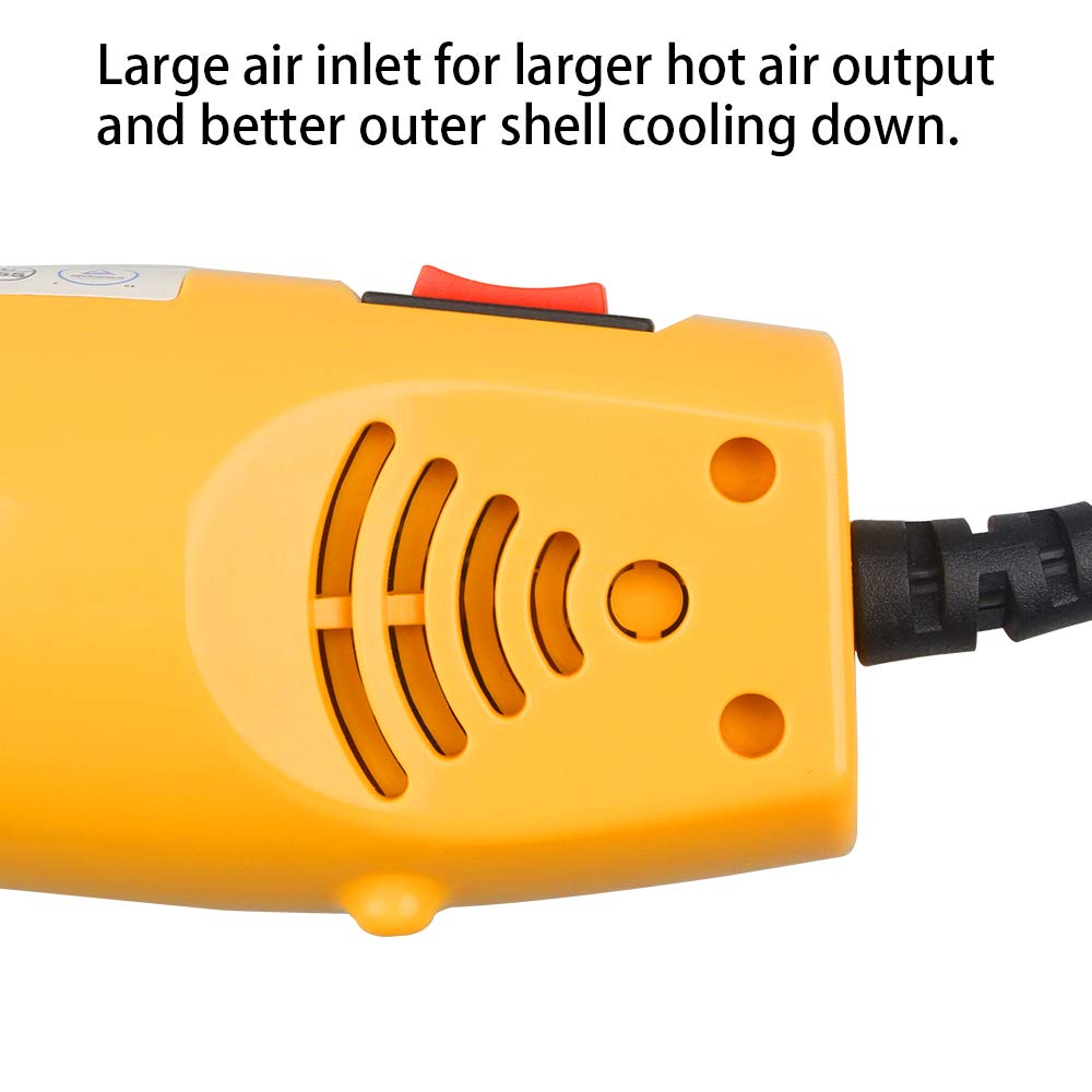 New Power Adjustable Mini Heat Gun, Tomorotec up to 660 F Handheld Electric Hot Air Gun 350W Portable Heat Gun for Epoxy Resin, DIY Craft Embossing, Shrink Wrapping PVC, Drying Paint, Clay
