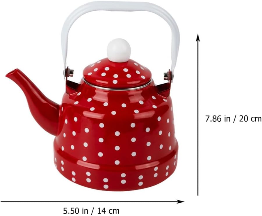 Luxshiny Enamel Stovetop Pour-Over Coffee and Tea Kettle, Small Boiling Water Pot, Camping Teapot
