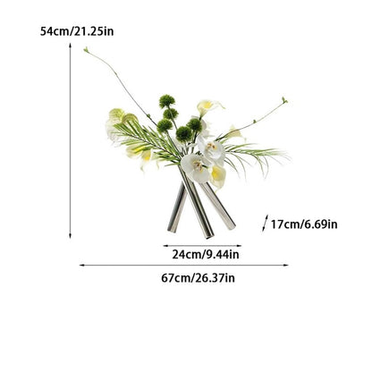 Artificial Bonsai Tree Light Luxury Creative Round Tube Simulation Flower Art Decoration Sample Room Living Room Porch Flower Arrangement Simple Decoration Artificial Plant Bonsai Tree