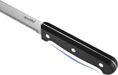 10 Inch Serrated-Bread Knife, Black Full-Tang Stainless Sharp Wavy Edge for Slicing Bread