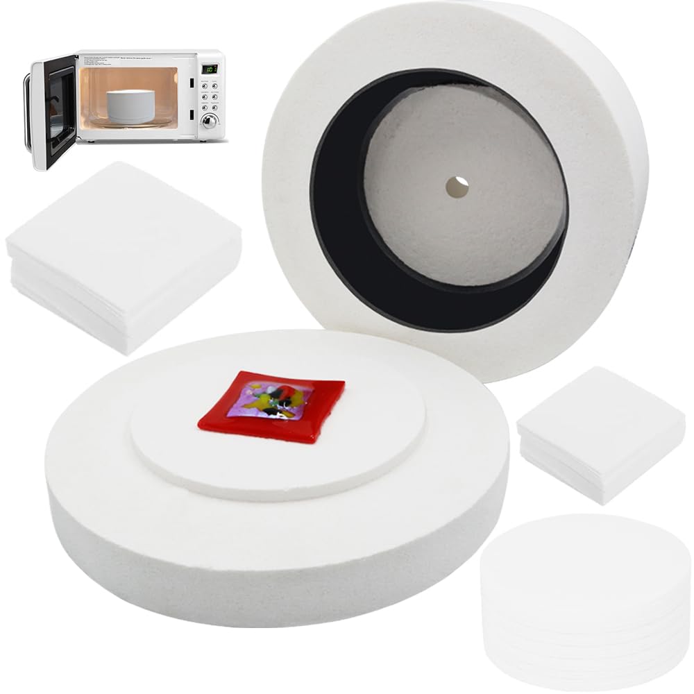 Alolti Microwave Kiln for Clay Pottery with 50 Pcs Kiln Paper, 7.7”Microwave Glass Kiln for Glass Fusing DIY, Mini Small Kiln Kits Jewelry Tools for Beginners at Home