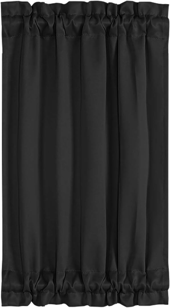 PiccoCasa Blackout French Door Curtain Panel - Solid Blackout Door Curtain Drapery with Tiebacks - 1 Panel Black W25 x