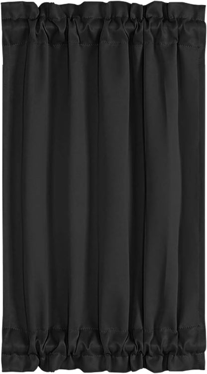 PiccoCasa Blackout French Door Curtain Panel - Solid Blackout Door Curtain Drapery with Tiebacks - 1 Panel Black W25 x