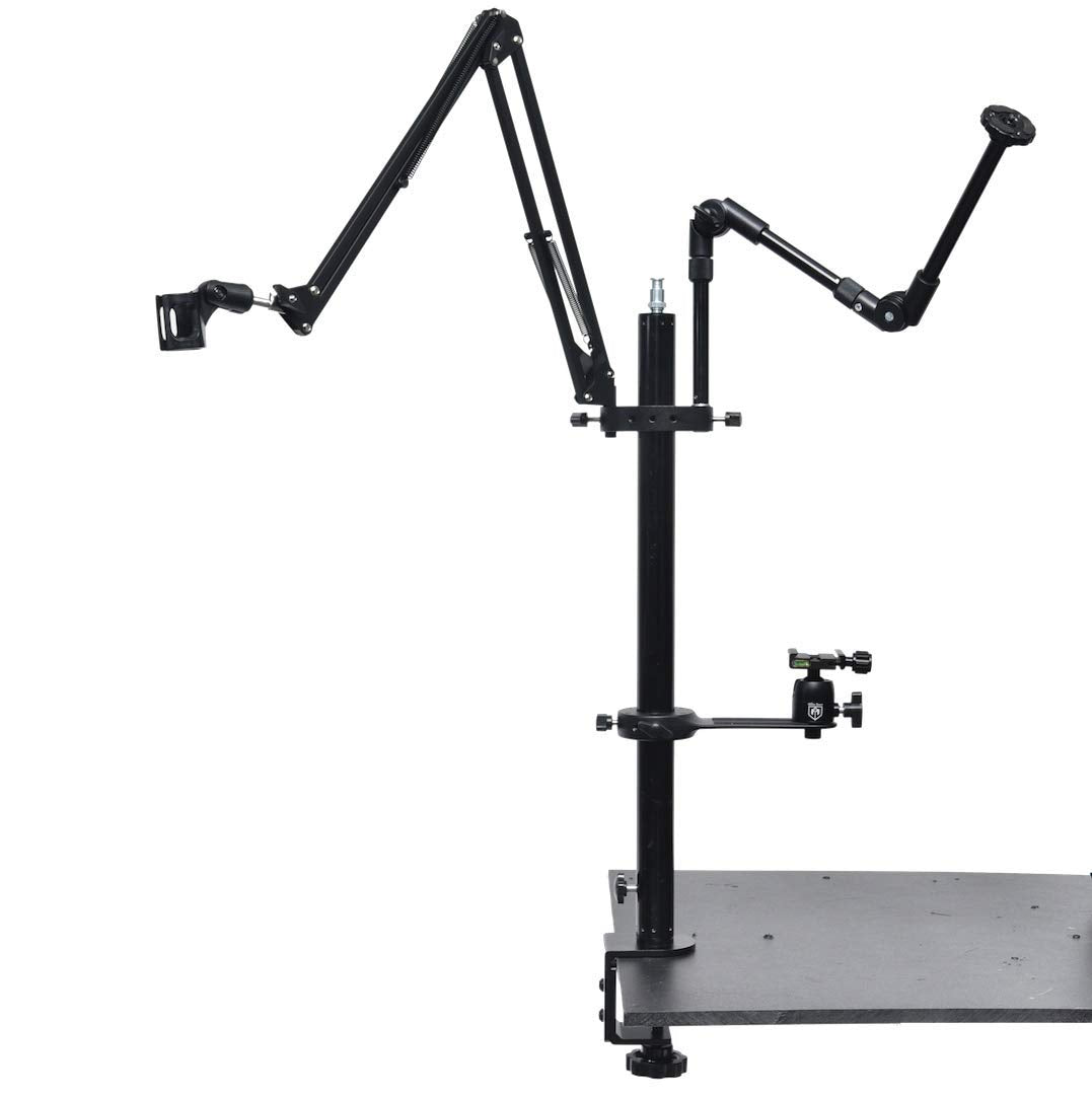Glide Gear DST100 Desktop Tabletop C-Stand Studio Podcast Live Streaming Meeting Selfie Live Multi Mount Video Camera Light Stand