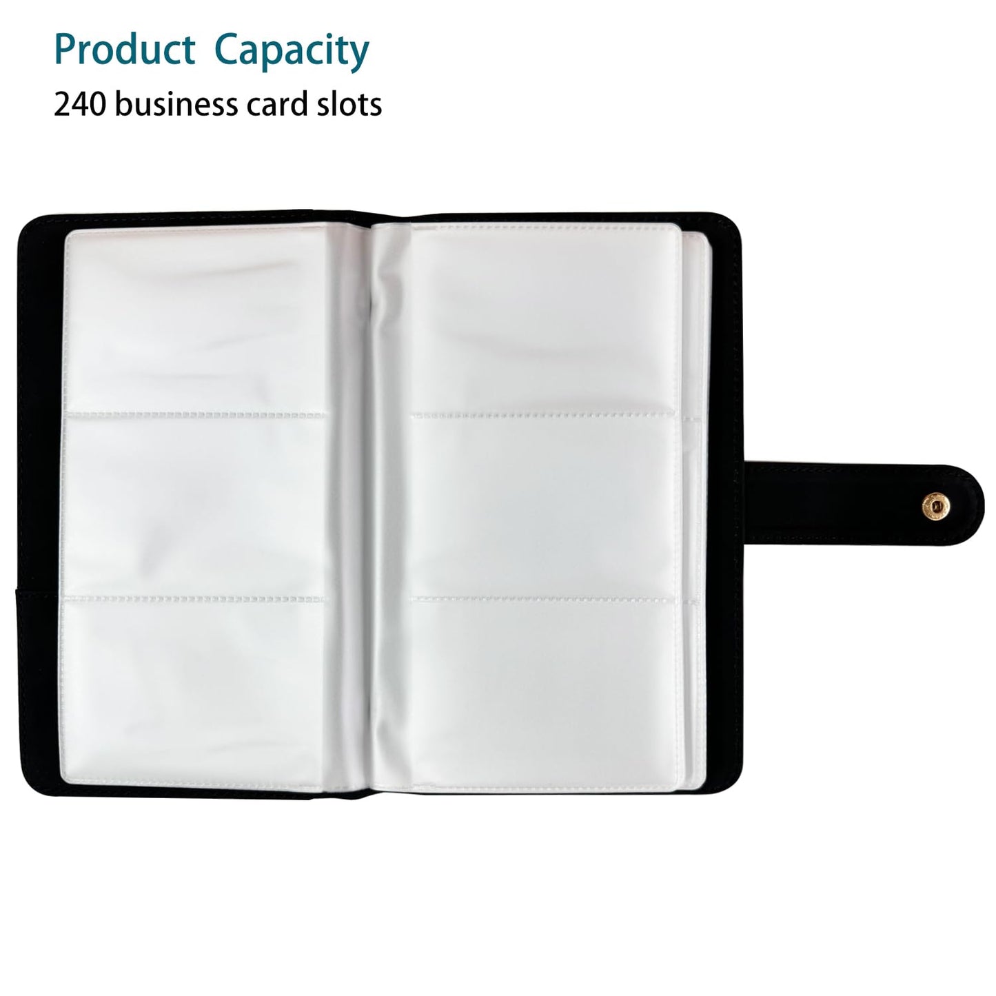 Leather Professional Business Card Holder Book Organizer, 240 Card Slots Capacity Booklet, Premium PU Name Cards Storage Folder with Soft Cover, Credit Card Binder Holder for Men/Women (Light black)