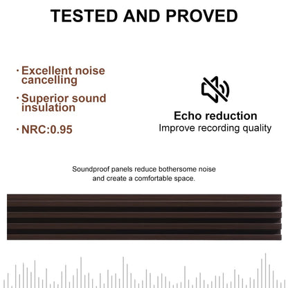 NovaGrid Board 4PCS Acoustic Wood Slat Wall Panels for Wall Decor and Ceiling 3D Fluted Sound Absorbing Panel Soundproof with Wood Finish 108"×6" (Walnut Brown)