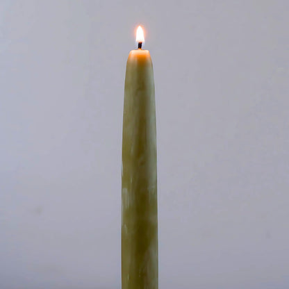 Candlestock Beeswax Taper Candles – Standard 7/8" Diameter, Pure 100% Natural USA Beeswax, Cotton Wick, Dripless, Long-Burning, Handmade in Woodstock, NY- 12 Inches - 1 Pair (2 Candles) - Sage