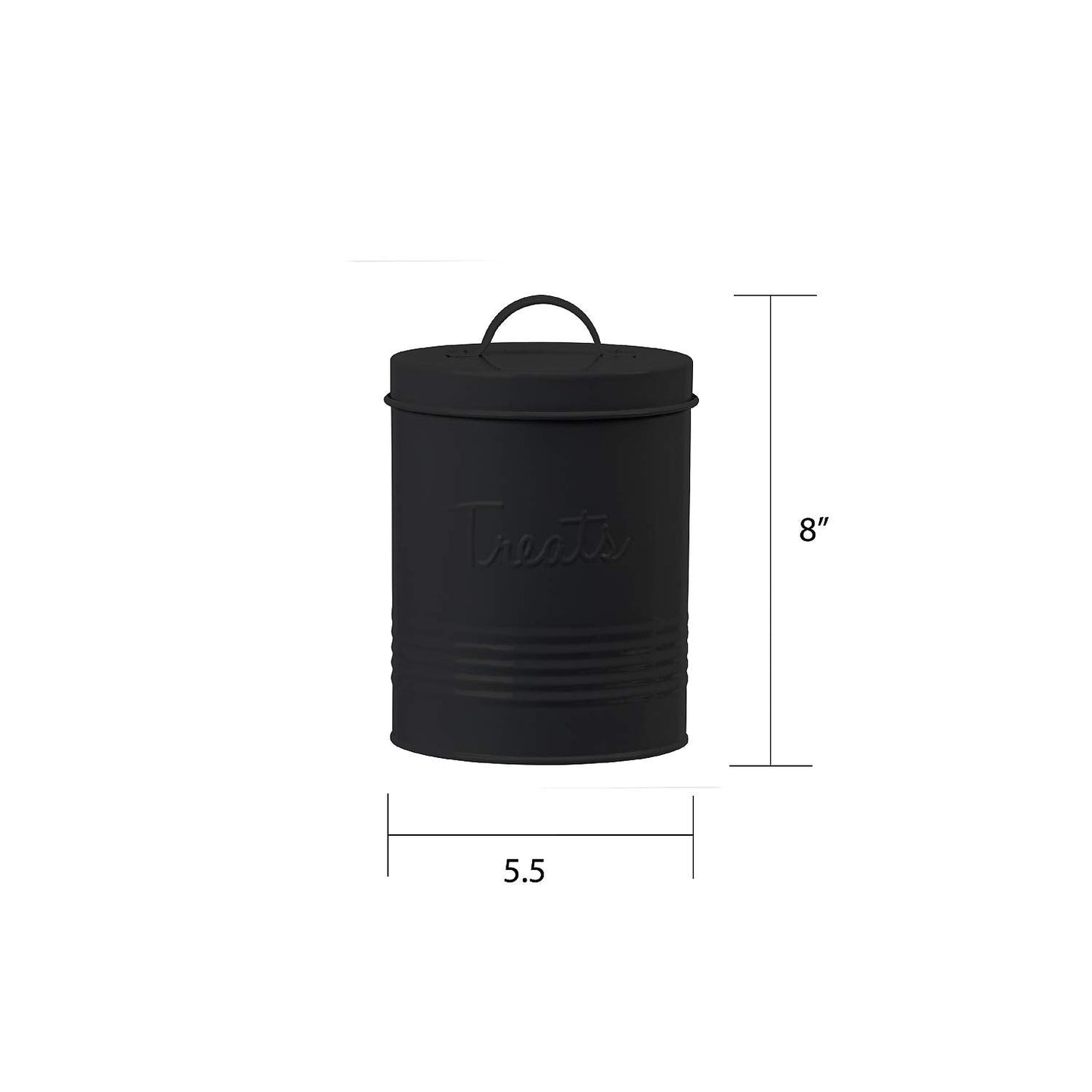 Amici Pet Retro Metal Storage Canister Treats Jar, 72 Fluid Ounces, Matte Black