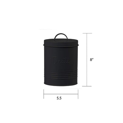Amici Pet Retro Metal Storage Canister Treats Jar, 72 Fluid Ounces, Matte Black