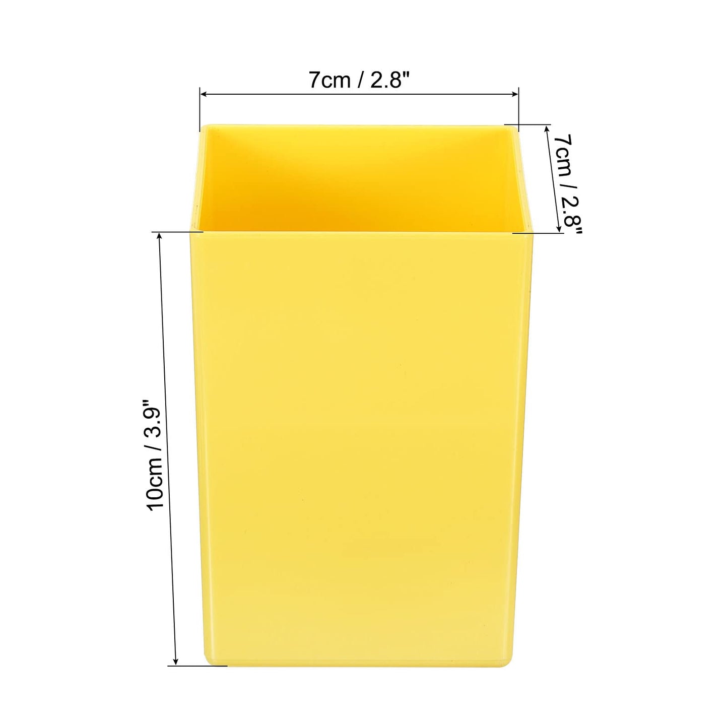 PATIKIL Pencil Holder, 2 Pack Plastic Pen Makeup Brush Holder Cup Storage Square Desktop Organizer Stationery Caddy for Home Office, Yellow