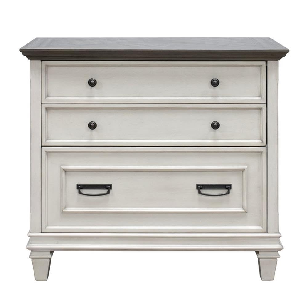 BOWERY HILL Wood Lateral File with Locking Legal/Letter File Drawer in White, Solid Wood, Sturdy Construction, Office Storage, Secure Document Organization, Durable Home or Work Use