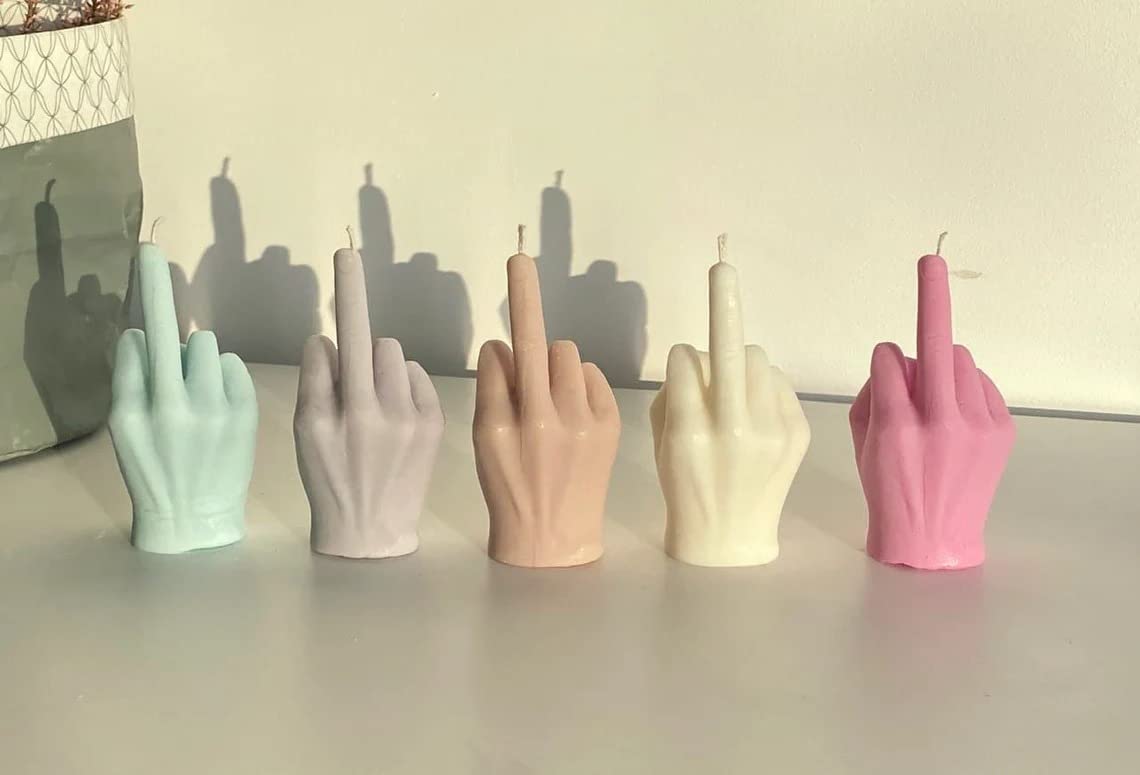 Middle Finger Candle, Homemade soy candle, Hand Fuck Candle, Teen Room Decor Candle, Funny Aeshetic Candle, Hippie Candle (White, PUMPKIN)
