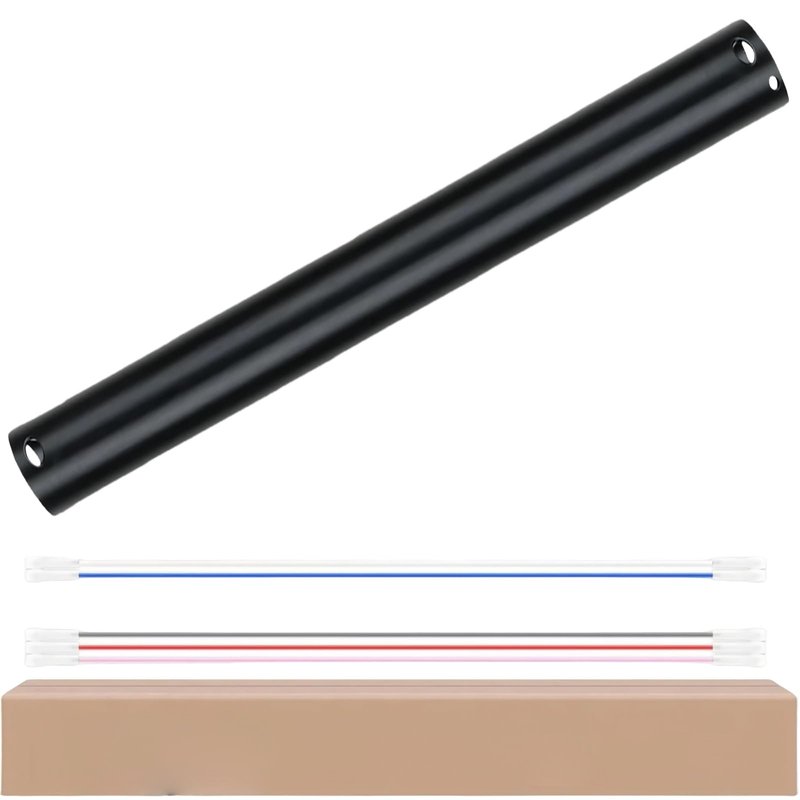 4 Inch Ceiling Fan Downrod, 1" Diameter Matte Black Ceiling Fan Extension Rod (No Threads) with 5 x 18-AWG Wires,Universal Down Rods for Ceiling Fans,Easy Installation