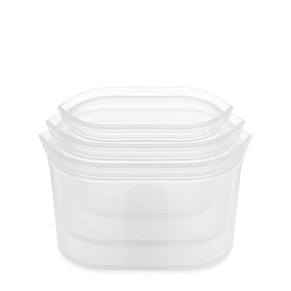 Zip Top Reusable Food Storage Bags | Medium Dish [Frost] | Silicone Meal Prep Container | Microwave, Dishwasher and Freezer Safe | Made in the USA