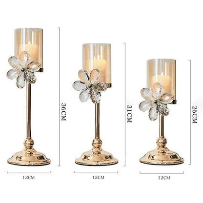 YUHUAWF Candle Holderss Light Luxury Crystal Petal Glass Candlestick Retro Table Decoration Ornaments Candle Holder Decorative Candlestick(Clear,Small)