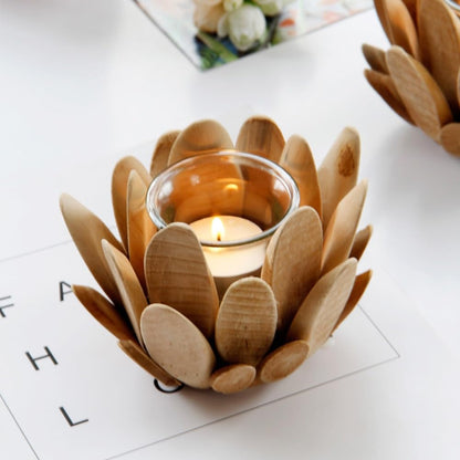 Candlestick Holders Candle Holder Nordic Wooden Petal Candle Holder Modern Farmhouse Style Home Room Desktop Candlestick Decoration Ornaments Candle Holders