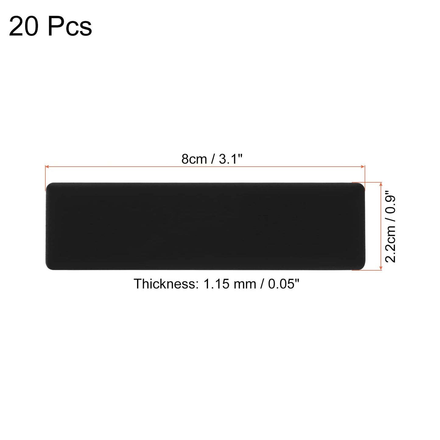 PATIKIL 3"x1" Anodized Aluminium Laser Engraved Mount Metal Plate, 20 Pack Self Adhesive Sign Personalized Custom Blank Plate for DIY Laser Printing, Black
