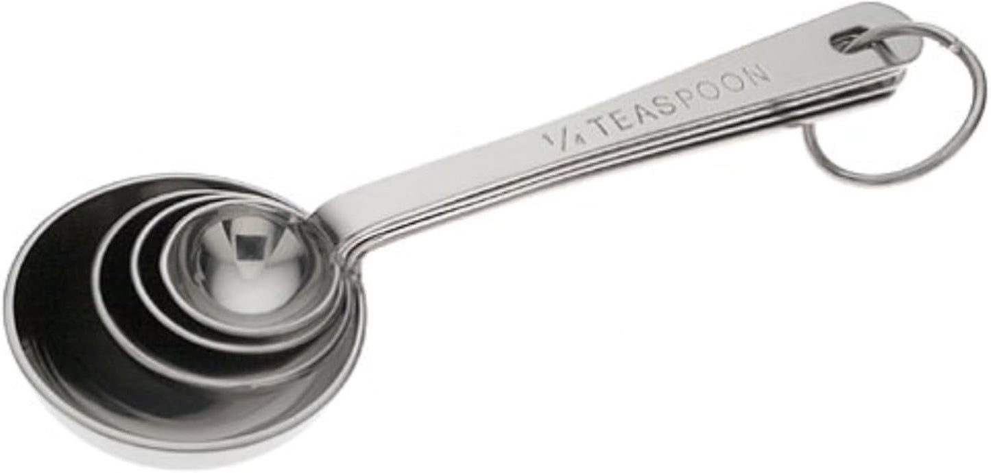 Amco Stainless Steel Measuring Spoons Set, 4-Piece, Stackable, Ergonomic Handles, Dishwasher Safe