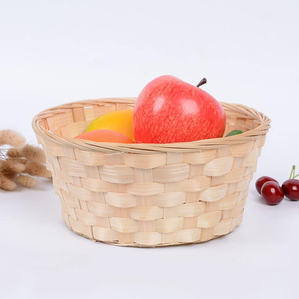 Wooden Berry Baskets, 3pcs Mini Woven Round Baskets for Food Serving and Candy Gift Container