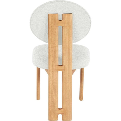 Meridian Furniture 503Cream-C Napa Collection Modern | Contemporary Dining Chair with Rich Cream Boucle Fabric, Natural Finish Solid Wood Frame, 15.25" W x 19.5" D x 35.75" H, Cream, Set of 2