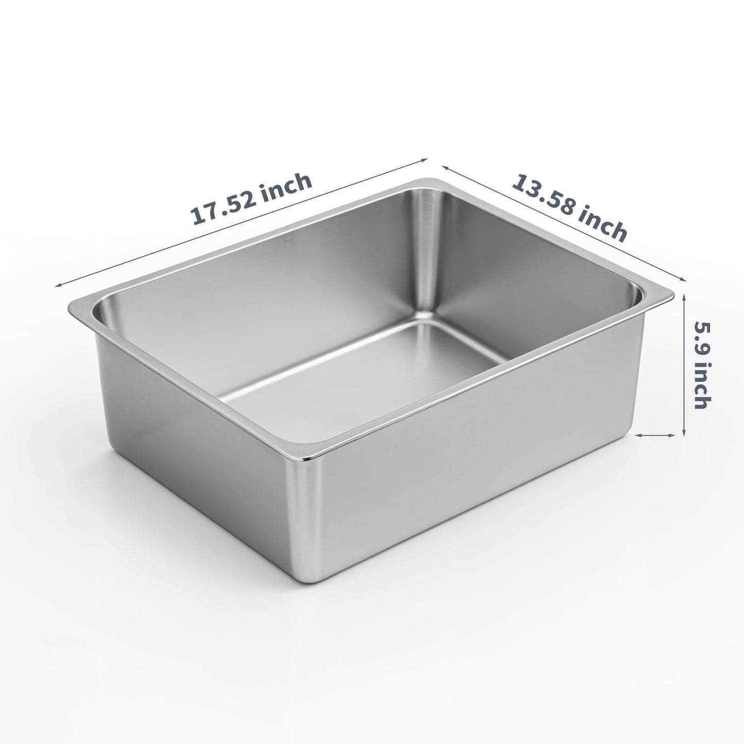 Kirecoo Stainless Steel Cat Litter Box - Metal High Sided Cat Pan, Large Stainless Steel Box, Indoor Litter Tray, Non Stick, No Smell, Easy to Clean, Pet Toilet Supplies for Kitten, Kitty, Rabbit