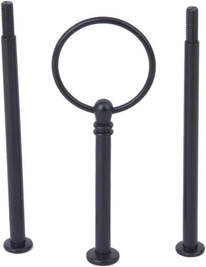 Metal 3 Tier Cake Stand - 13 Inch Round Handle Cake Plate Stand with Heavy Plate Handle Fittings (Black)