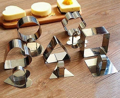 Stainless Steel 3D Cake Molds with Pusher Lifter, Set of 4 Baking Dish Tools for Cupcake, Mousse, Salad