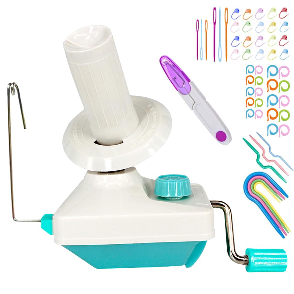 Yarn Ball Winder, Convenient Yarn Winder for Yarn,Yarn Swift and Ball Winder Combo with Easy Installation for Yarn Storage + 53 Pieces Stitch Knitting Needles + 1 Pieces Scissors