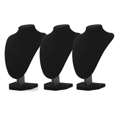 Comelyjewel Necklace Display Stand Set of 3, 8.7" Velvet Jewelry Bust for Necklaces & Earrings, Tangle-Free Organizer for Dresser, Jewelry Display for Home & Vendors (Black)