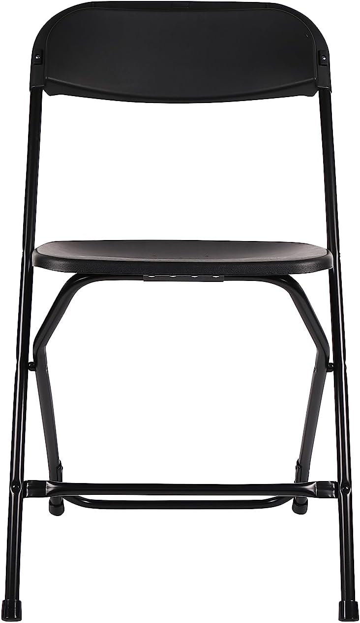 Commercial 650lb Set BTEXPERT Black Plastic Folding Chair Steel Frame High Weight Capacity Event Chair Lightweight
